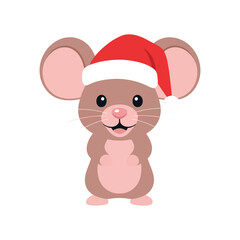 Obraz premium Adorable cartoon mouse mascot wearing a Santa hat
