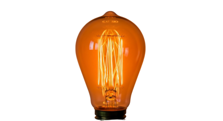 Vintage Edison Style Light Bulb with Glowing Filament Isolated.