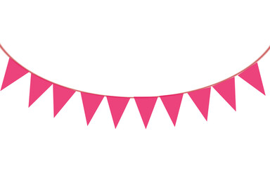 Fototapeta premium Cute red triangular flags decoration festive style on transparent background.