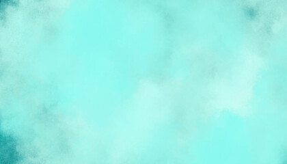 Teal Watercolor Cloud Background. Pastel Turquoise Cloudy Abstract Background © MS