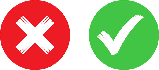 Obraz premium Red circle with an x and green circle with a checkmark