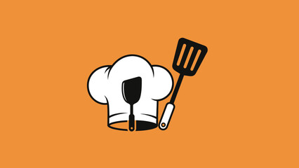 A chef's hat and spatula, symbolizing culinary arts and professional cooking in a kitchen environment, representing skill and expertise