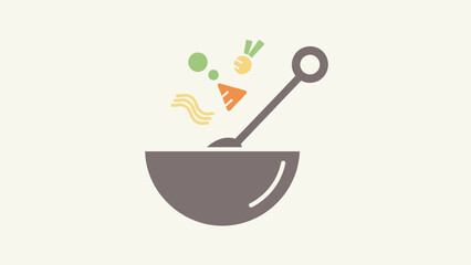A conceptual illustration of ingredients being mixed in a bowl, symbolizing healthy eating and culinary preparation
