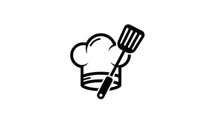 Culinary Masterpiece Chef's Hat and Spatula Icon Representing Gastronomy and Cooking Excellence