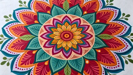 Beautifully intricate mandala artwork showcasing vibrant floral patterns and balanced symmetry