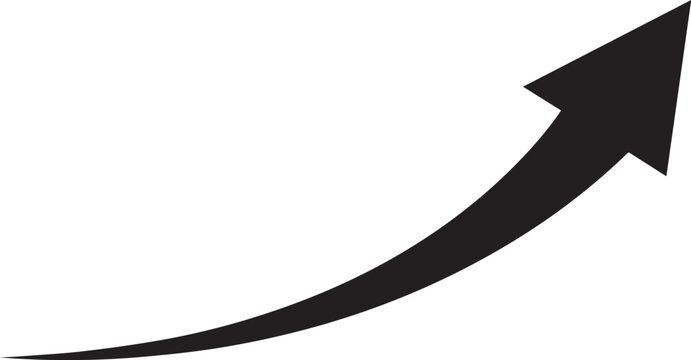 A black arrow pointing upwards in a curved motion