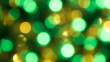 Fototapeta premium Abstract green and yellow bokeh lights background with soft focus effect
