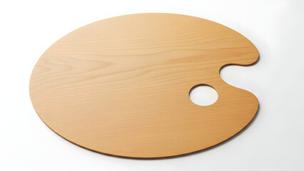 Wooden Painters Palette Isolated on White Background