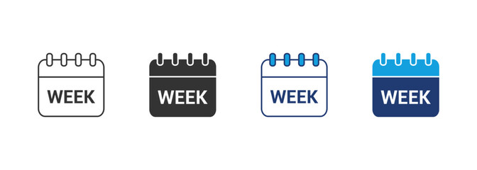 Week Icon Set Multiple Style Collection