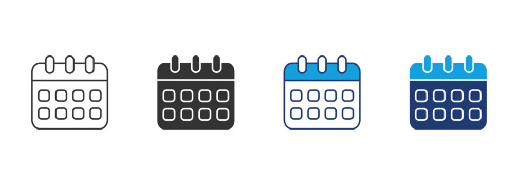 Calendar Icon Set Multiple Style Collection - Powered by Adobe