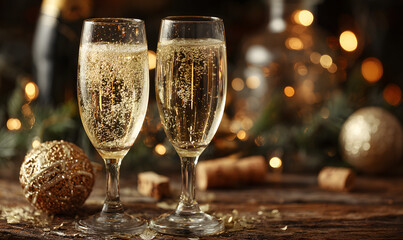 New year celebration with champagne