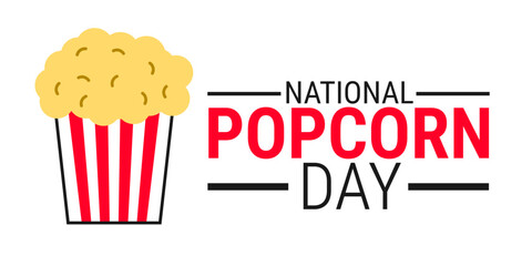 National Popcorn Day background, banner, card or poster design template is observed every year during January, to raise awareness about the mission. Vector illustration.