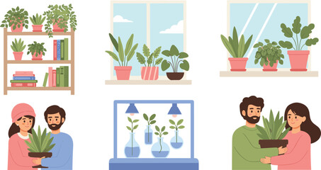 Indoor plant care and decoration © Event vector element