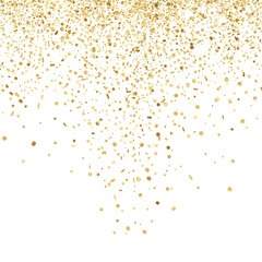 Falling golden confetti sparkles on gray background