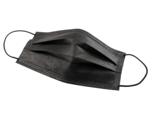 Black Medical Face Mask for Protection Against Virus and Germs with Flat Design and Textured Surface