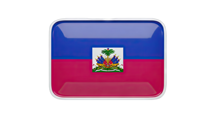 Haitian Flag Button Isolated on White Background