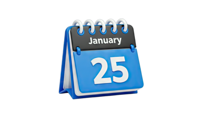 January 25th Calendar: Date Reminder on White Background