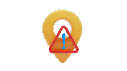 Location Pin with Warning Sign - Alert Concept