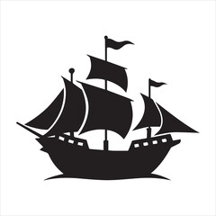 pirate ship design silhouette vector illustration