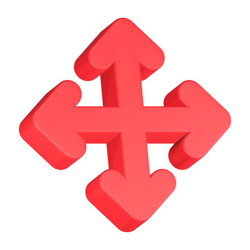 upsize/resize 3d rendering icon red color