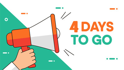 Countdown Announcement with Megaphone Flat Vector Illustration. Suitable for event countdowns, promotions, marketing campaigns, sales announcements, social media posts, and business reminders.