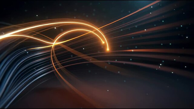 Cinematic swirl transition with abstract light ribbons creates dynamic motion effect