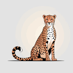 A beautifully illustrated cheetah sitting gracefully, showcasing its distinctive spotted coat and elegant posture, symbolizing agility and beauty in the wild. © Zejun