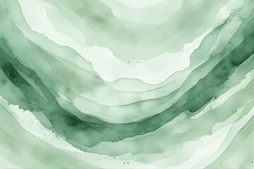 Abstract green watercolor background featuring a clean wave pattern with snow and icy mountain textures in a cold nature design.