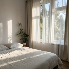luxury hotel bedroom with bed and decor