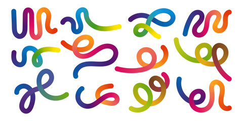 Abstract Colorful Gradient Wavy Lines and Rainbow Squiggles Vector