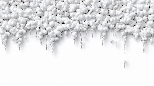 Abstract Winter Wonderland Border with Fluffy White Snow and Sharp Icicles Against a Clean Background, Ideal for Seasonal and Festive Designs