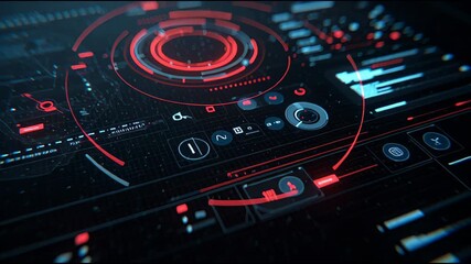 Animated digital hud interface with scanning lines and futuristic technology elements - Powered by Adobe