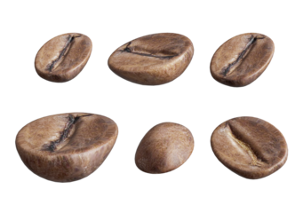 detailed photograph showcasing a group of roasted coffee beans with rich textures and color variations, ideal for coffee-related publications.