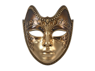 Mask bronze full face with cat ears classical style white transparent png