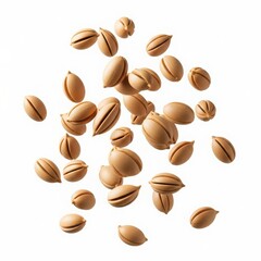 Obraz premium Pistachio nuts falling in mid air on white background