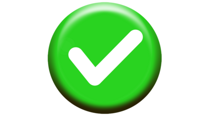 Green Check Mark Approval Icon on Black Background