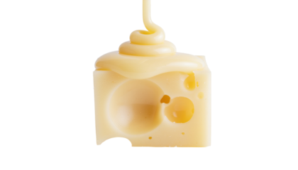 Creamy Melted Cheese Drizzled with Swirl on Transparent Background Ready for Culinary Delight
