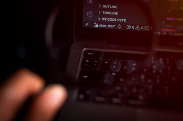 Close-up of modern programming code on a dark-themed screen in a developer environment, symbolizing web application development, software engineering, and technology workflow.