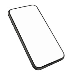 Modern Black Smartphone with Blank White Screen