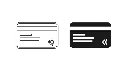 Obraz premium Contactless Credit Card Icons – NFC Payment, Cashless Transaction, Banking and Secure Payment Vector Illustration