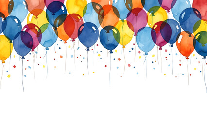 Vibrant multicolored balloons floating in air