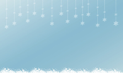 雪の吊り下げ背景イラスト &ndash; 水色グラデーションの冬デザイン