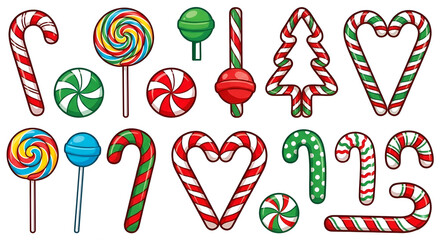 Candy and Christmas Icon Set Illustration
