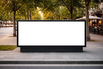 Screen Mockup with Blank Display in public place