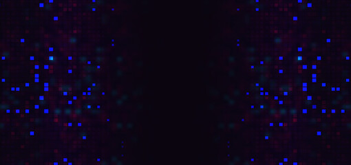 Abstract square pattern multicolor and blur on black background.