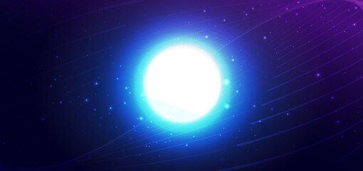 Circle glowing with lighting effec sparkling on dark background. Futuristic digital data concept.