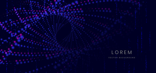 Futuristic hi tech network dot connection blue and pink on dark background.