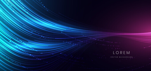 Futuristic curve lines glowing speed movement background. Futuristic technology concep.