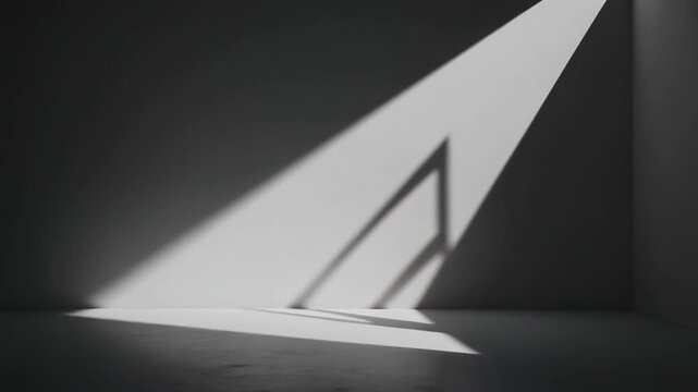 Abstract 3d background featuring a glowing blue glass pyramid and geometric triangle shapes as a sleek metal business icon element illuminated in a dark black room