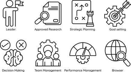 Financial Management Line Icons Set for Business and Accounting
